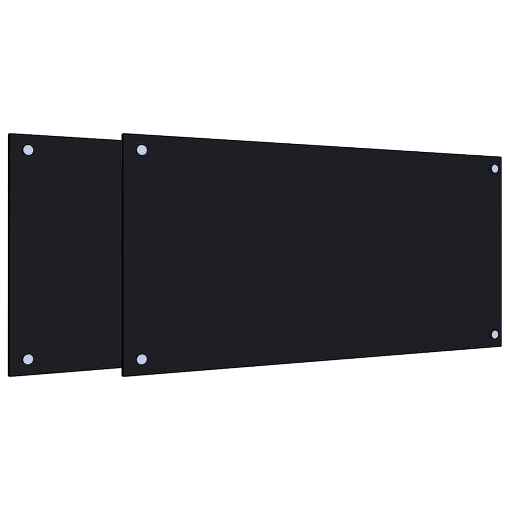 Kitchen Backsplashes 2 pcs Black 80x40 cm Tempered Glass