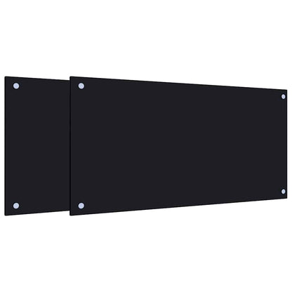 Kitchen Backsplashes 2 pcs Black 80x40 cm Tempered Glass