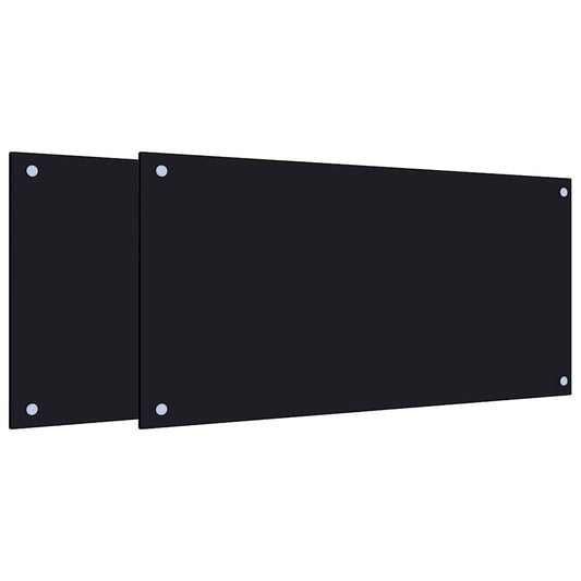 Kitchen Backsplashes 2 pcs Black 80x40 cm Tempered Glass