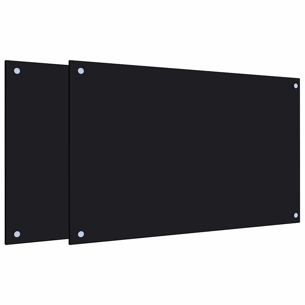 Kitchen Backsplashes 2 pcs Black 80x50 cm Tempered Glass