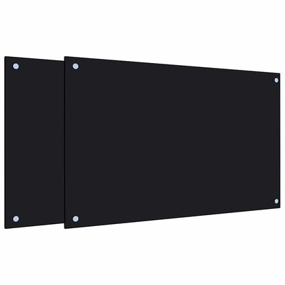 Kitchen Backsplashes 2 pcs Black 80x50 cm Tempered Glass