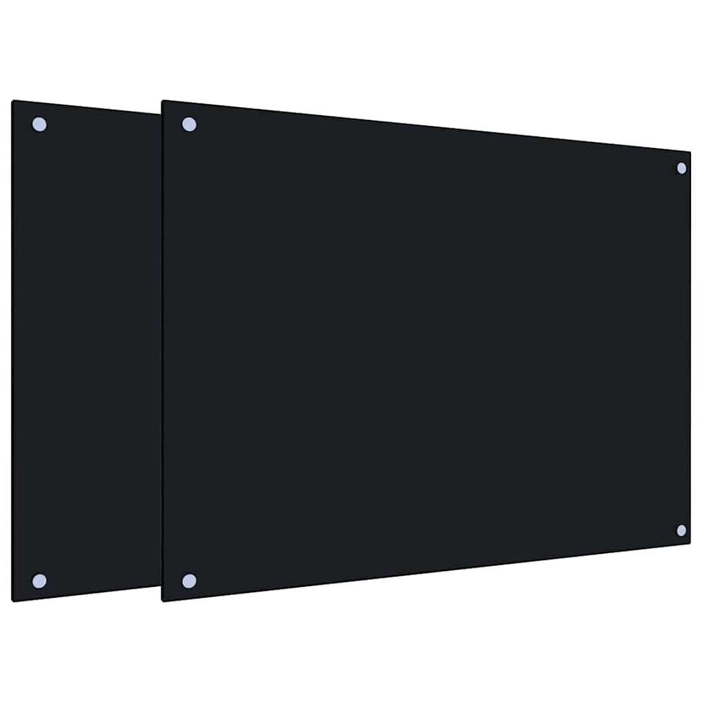 Kitchen Backsplashes 2 pcs Black 80x60 cm Tempered Glass