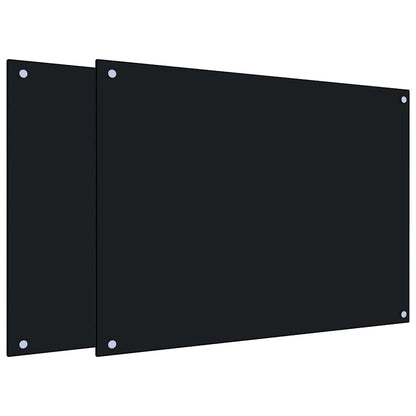 Kitchen Backsplashes 2 pcs Black 80x60 cm Tempered Glass