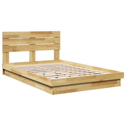 Bed Frame with Headboard without Mattress 120x200 cm Solid Wood Oak