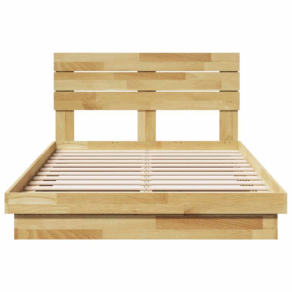 Bed Frame with Headboard without Mattress 120x200 cm Solid Wood Oak
