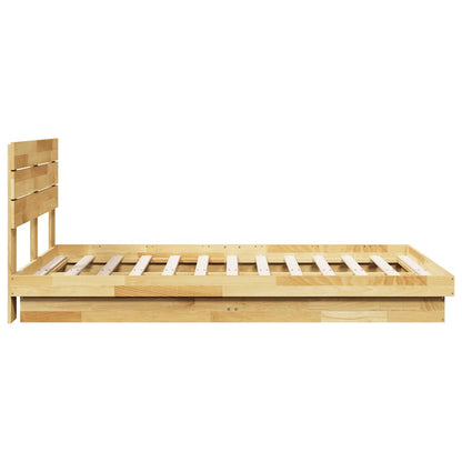 Bed Frame with Headboard without Mattress 120x200 cm Solid Wood Oak