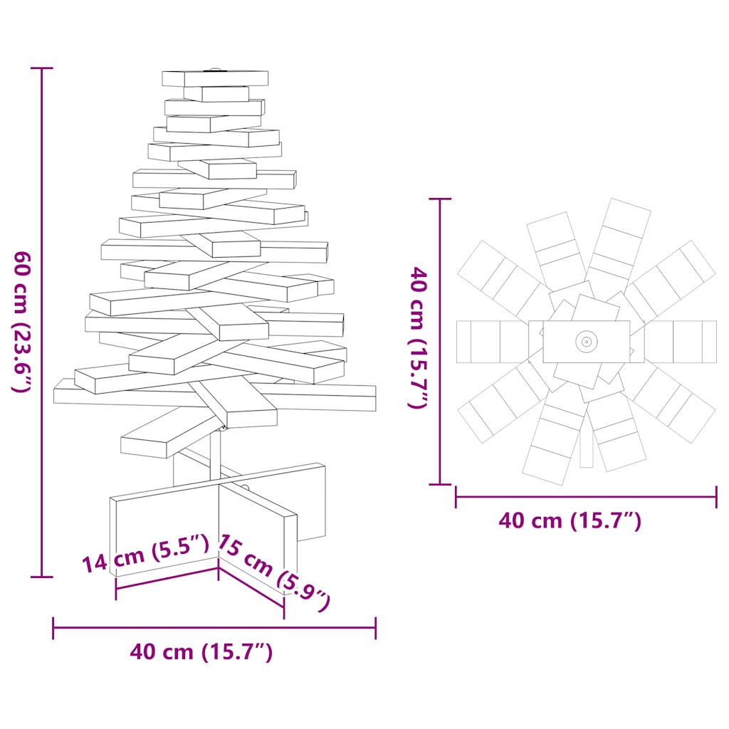 Wooden Christmas Tree for Decoration White 60 cm Solid Wood Pine