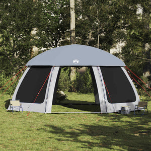 Pool Tent with Removable Fly & Mesh Walls Grey 612x612 cm