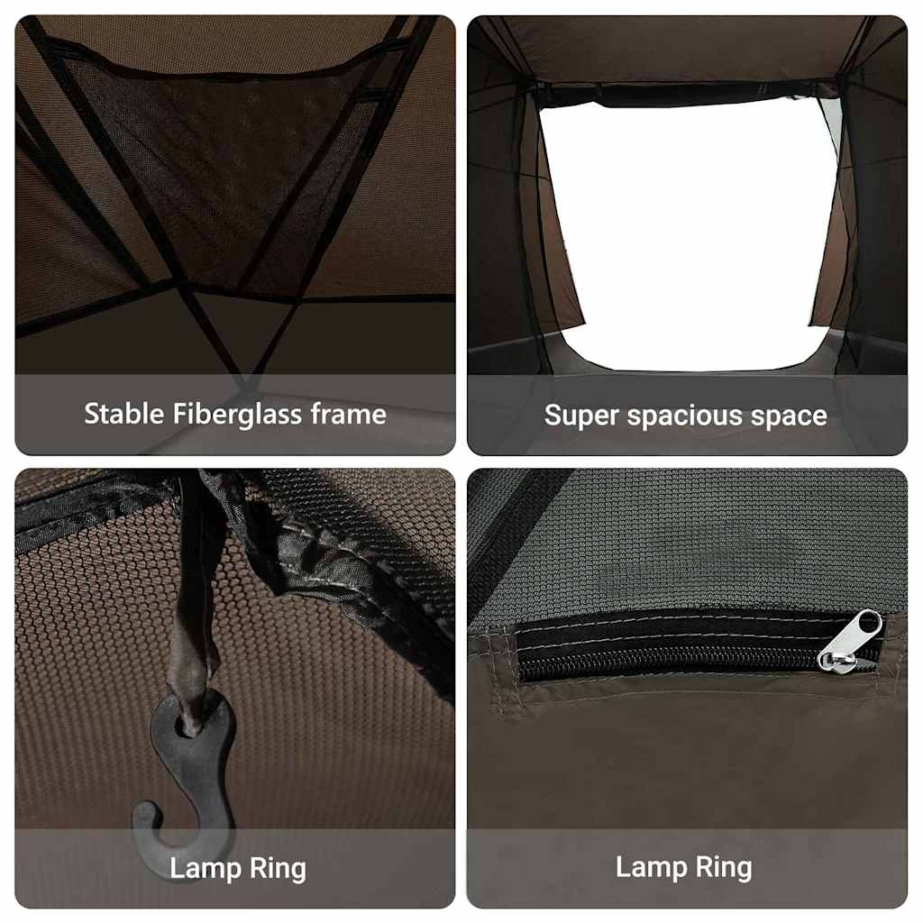 Fishing Tent Brown 514 x 465 x 187 cm Polyester and Fiberglass