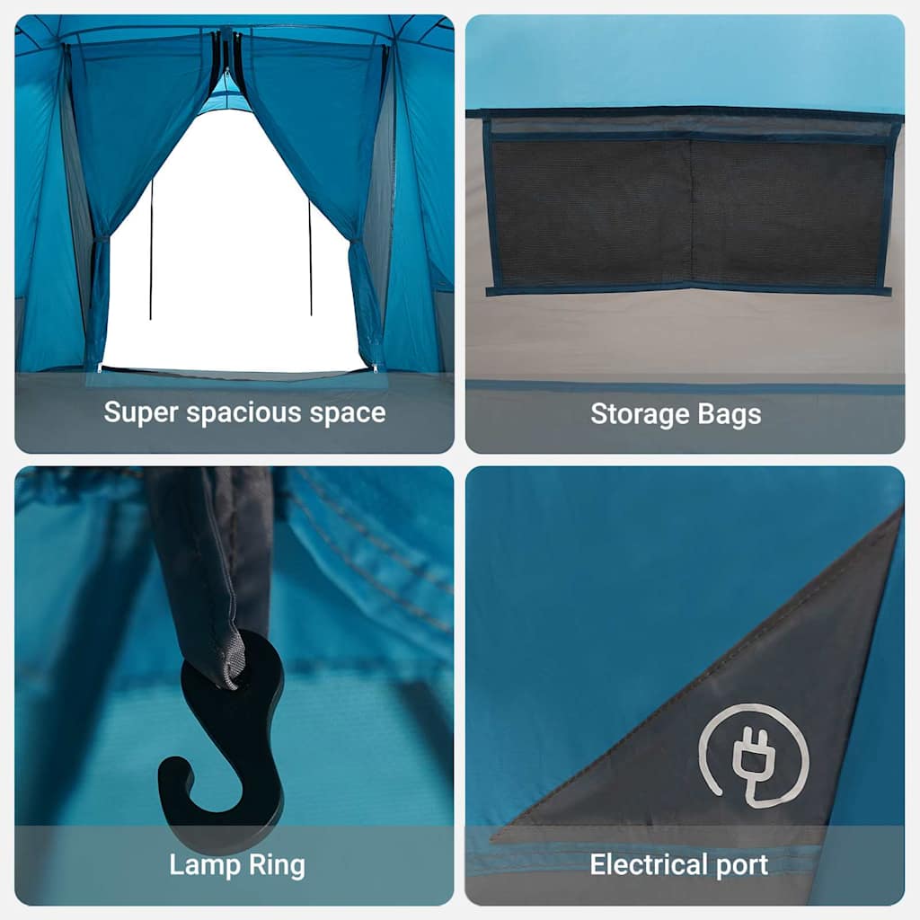 Family Tent with Roof Blue and Grey 721 x 335 x 212 cm