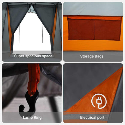 Family Tent with Roof Grey and Orange 721 x 335 x 212 cm