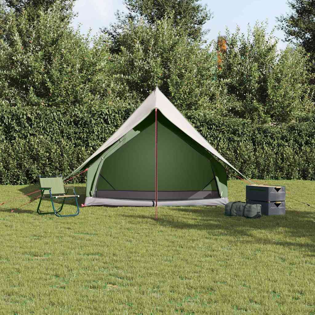 Family Tent with Roof Green and White 220 x 220 x 184 cm