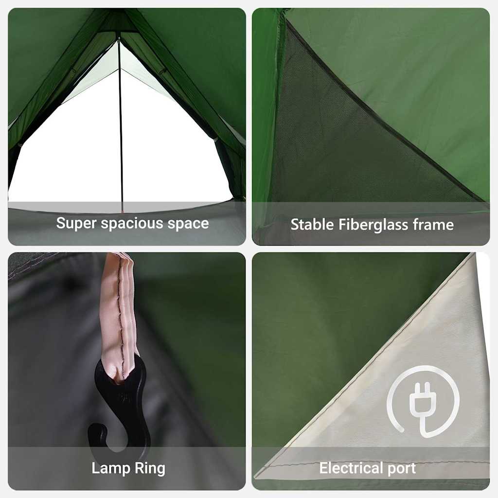Family Tent with Roof Green and White 315 x 286 x 200 cm