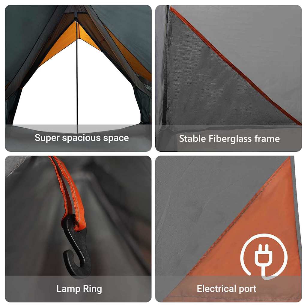 Family Tent with Roof Grey and Orange 315 x 286 x 200 cm