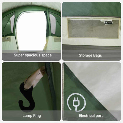 Family Tent with Roof Green and White 576 x 325 x 213 cm