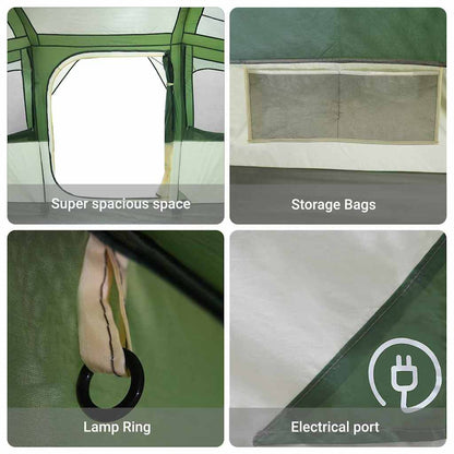 Family Tent with Roof White and Green 435 x 255 x 216 cm