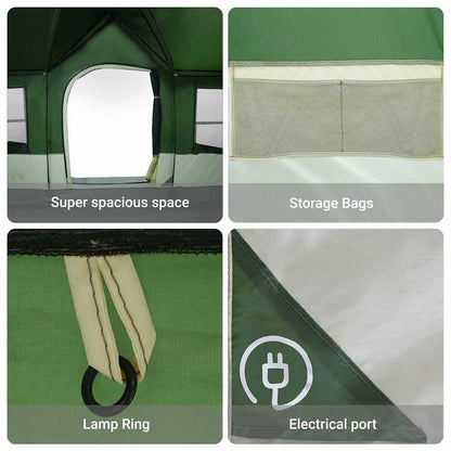 Family Tent with Roof Green and Beige 622 x 295 x 238 cm