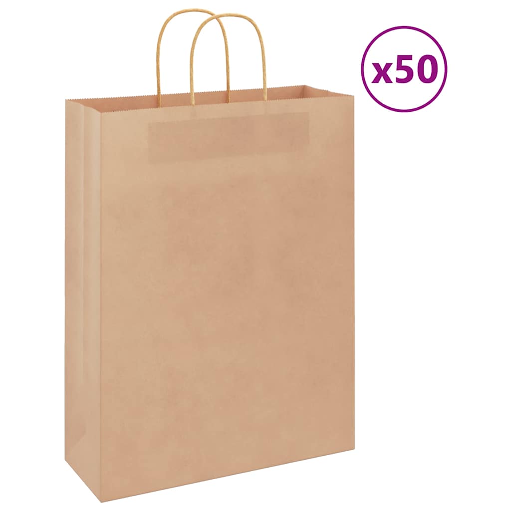Paper Bags 50 pcs with Handles Brown 32x12x42 cm
