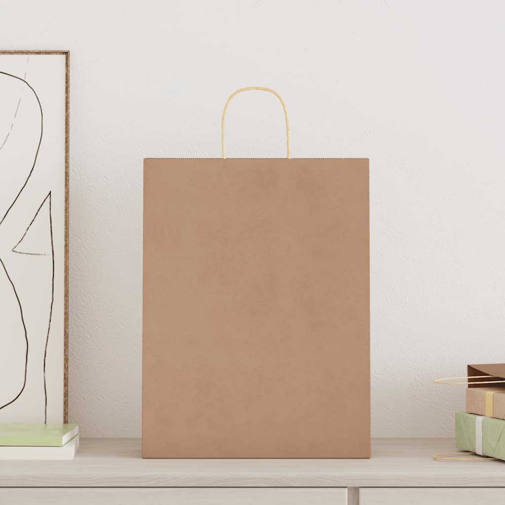 Paper Bags 50 pcs with Handles Brown 32x12x42 cm