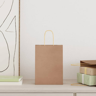 Paper Bags 250 pcs with Handles Brown 15x8x21 cm