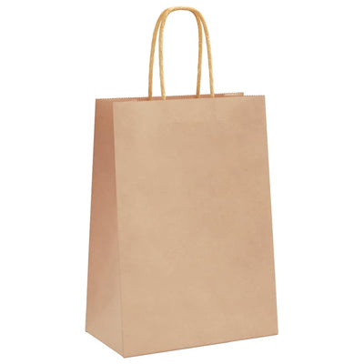 Paper Bags 250 pcs with Handles Brown 15x8x21 cm