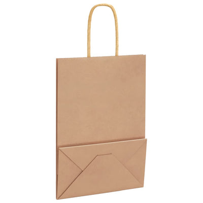 Paper Bags 250 pcs with Handles Brown 15x8x21 cm