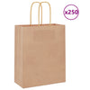 Paper Bags 250 pcs with Handles Brown 18x8x22 cm