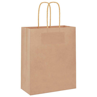 Paper Bags 250 pcs with Handles Brown 18x8x22 cm