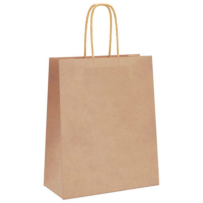 Paper Bags 250 pcs with Handles Brown 18x8x22 cm