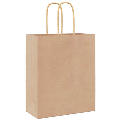 Paper Bags 250 pcs with Handles Brown 18x8x22 cm