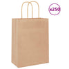 Paper Bags 250 pcs with Handles Brown 21x11x28 cm