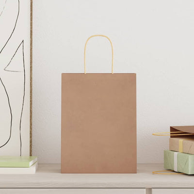 Paper Bags 250 pcs with Handles Brown 21x11x28 cm