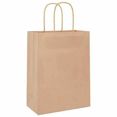 Paper Bags 250 pcs with Handles Brown 21x11x28 cm