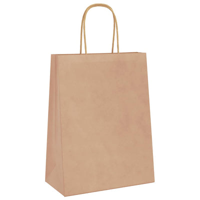 Paper Bags 250 pcs with Handles Brown 21x11x28 cm