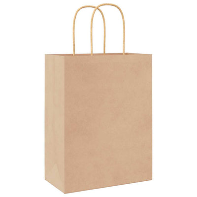 Paper Bags 250 pcs with Handles Brown 21x11x28 cm
