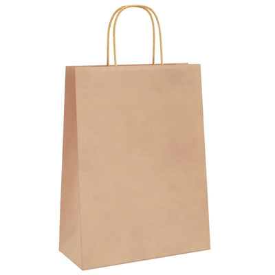 Paper Bags 250 pcs with Handles Brown 26x12x35 cm