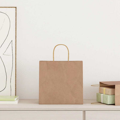 Paper Bags 250 pcs with Handles Brown 26x17x25 cm