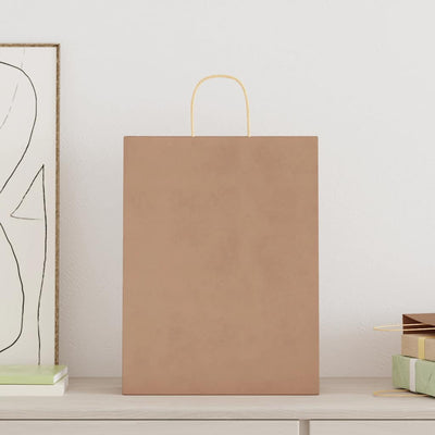 Paper Bags 250 pcs with Handles Brown 32x12x42 cm