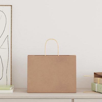 Paper Bags 250 pcs with Handles Brown 32x17x25 cm