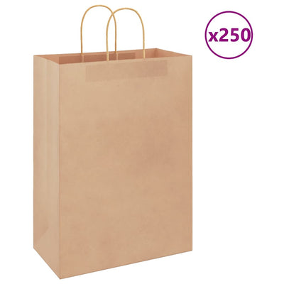 Paper Bags 250 pcs with Handles Brown 32x17x44 cm