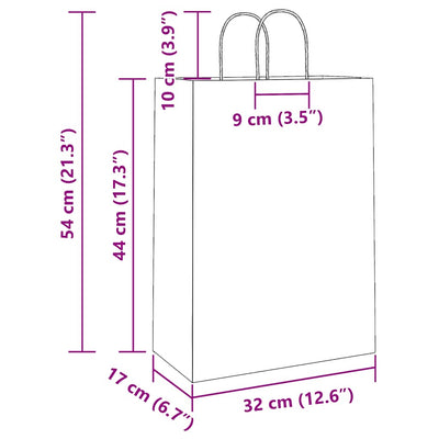 Paper Bags 250 pcs with Handles Brown 32x17x44 cm