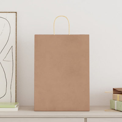 Paper Bags 250 pcs with Handles Brown 32x17x44 cm