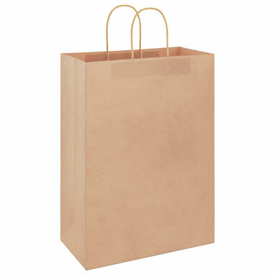 Paper Bags 250 pcs with Handles Brown 32x17x44 cm