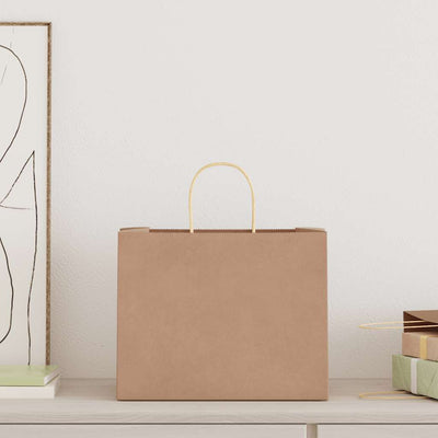 Paper Bags 250 pcs with Handles Brown 32x22x24 cm