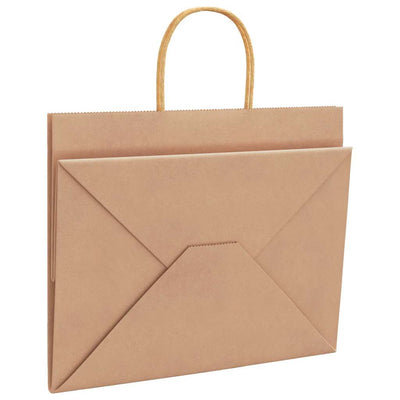 Paper Bags 250 pcs with Handles Brown 32x22x24 cm