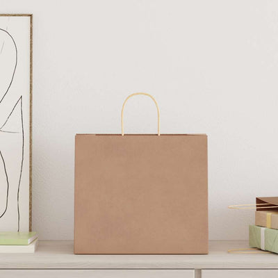 Paper Bags 250 pcs with Handles Brown 32x22x28 cm