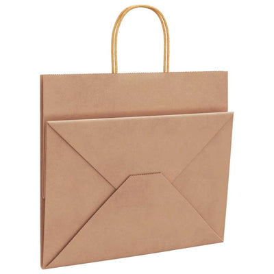 Paper Bags 250 pcs with Handles Brown 32x22x28 cm