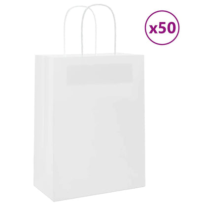 Paper Bags 50 pcs with Handles White 21x11x28 cm