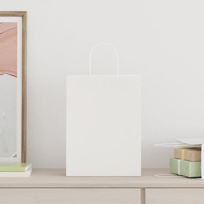 Paper Bags 50 pcs with Handles White 26x12x35 cm