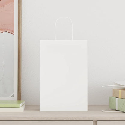 Paper Bags 250 pcs with Handles White 21x11x31 cm